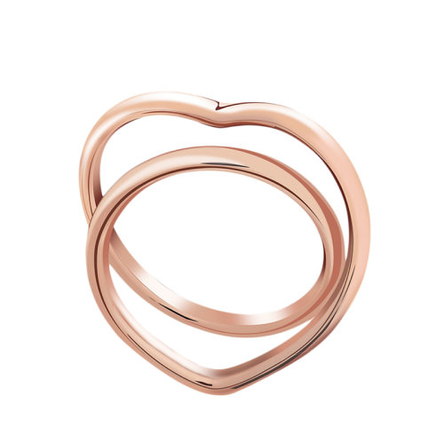 HERMES/爱马仕 经典Vertige C?ur系列 中号18K金玫瑰金心型戒指指环H119613B