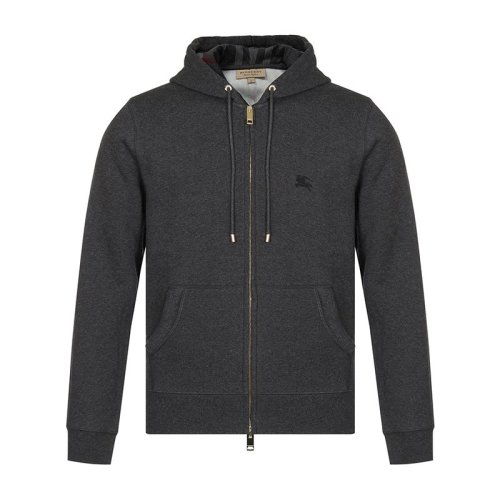 BURBERRY/博柏利 男士深灰色胸前骑士标连帽开衫长袖休闲卫衣