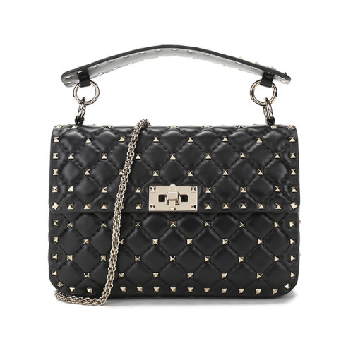 Valentino/华伦天奴  女士皮质铆钉装饰手提单肩斜挎包链条包 WW2B0122NAP