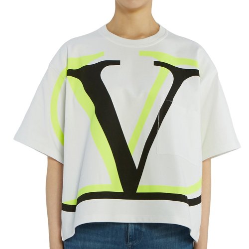  Valentino/华伦天奴 女士拼色棉质短袖T恤 TB0MG06V 5HP 27U