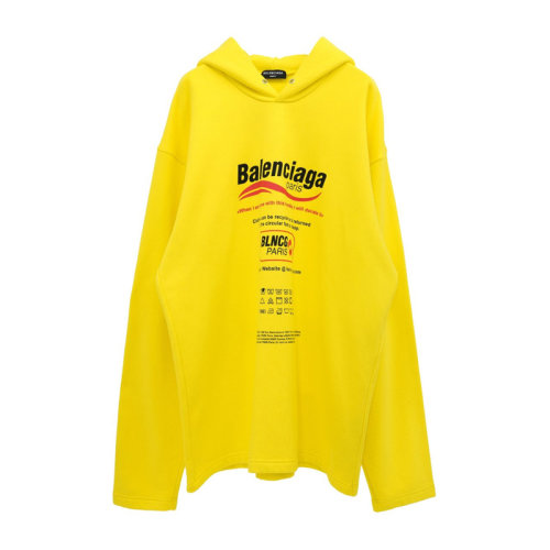 Balenciaga/巴黎世家 女士黄色棉质经典字母徽标印花装饰长袖上衣卫衣连帽衫运动衫套头衫 661711-TKVF9-7175