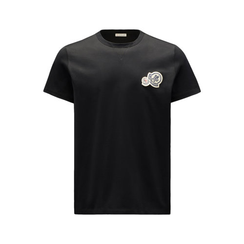 Moncler/蒙克莱 22年秋冬新款 男士黑色纯棉Logo贴片短袖T恤H20918C000268390Y999