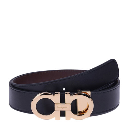 Salvatore Ferragamo/菲拉格慕 男士黑色棕色牛皮板扣式双面腰带皮带 67-5542-586940（99新S级未使用）