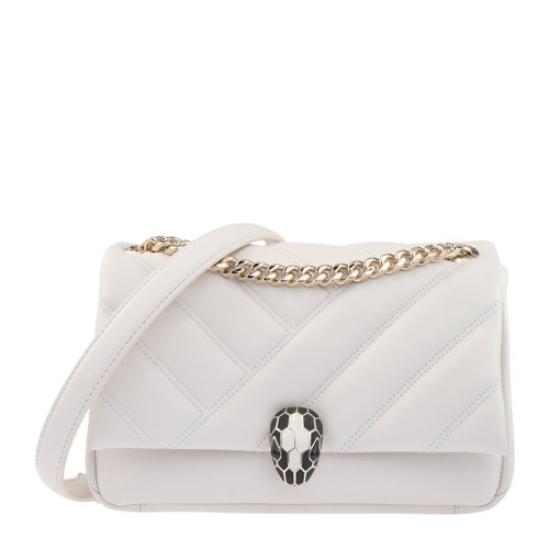 BVLGARI/宝格丽  女士白色小牛皮蛇头扣装饰单肩包斜挎包链条包翻盖包女包 290235