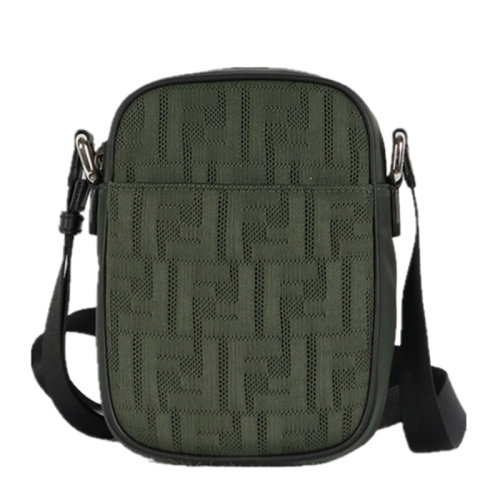 FENDI/芬迪 男士棉质配皮经典双F3D效果印花拉链开合斜挎包单肩包男包 多色可选 7VA456-AA3X