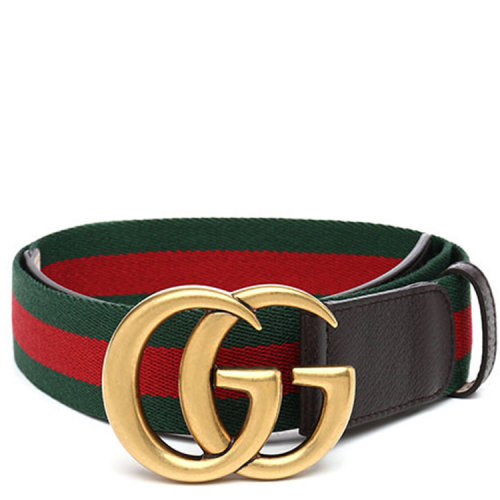 GUCCI/古驰 双G带扣帆布织带腰带 409416 HE2AT