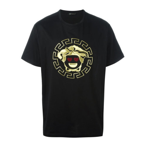 VERSACE JEANS/范思哲牛仔 男士黑色经典字母徽标美杜莎头像印花装饰圆领短袖上衣T恤 A73824-A201952-A008