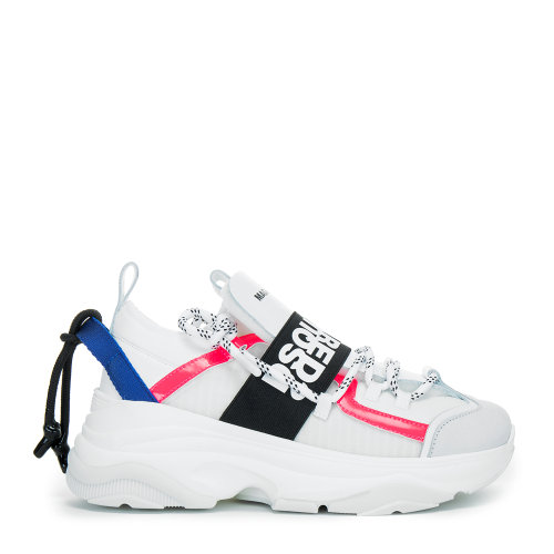 【20春夏】Dsquared2/Dsquared2 系带 厚底 白色 低帮 侧面粉色pvc装饰 正面松紧绑带 运动鞋 女士休闲运动鞋