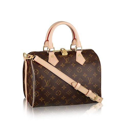 Louis Vuitton/路易威登 女士 棕色老花经典帆布/配皮 Speedy25 带肩带 斜挎包 M41113 棕色【海外直采 3-4周后发货】