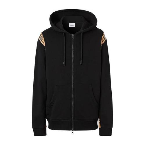  BURBERRY/博柏利 黑色经典格纹拼接连帽夹克 80345101