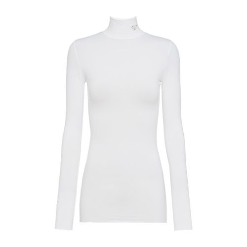 PRADA/普拉达 22年早春新款 女士白色尼龙平纹针织高领上衣39528_1YQ4_F0009_S_211