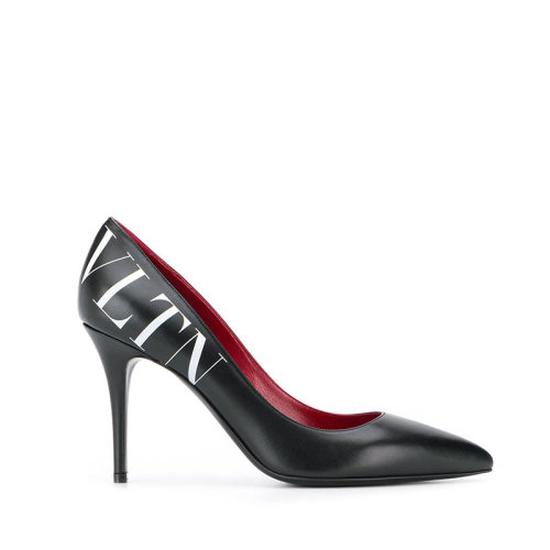 Valentino/华伦天奴  女鞋 品牌字母LOGO 女士黑色皮革高跟鞋 SW2S0Q35DGQ 0NI HKY012345C