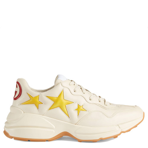 GUCCI/古驰 Rhyton系列 21年早秋新款 男士白色皮革GG细节和镶嵌星星运动鞋老爹鞋6609392SH109560