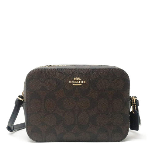 COACH/蔻驰【奥莱款】女士PVC配皮经典双C字母徽标印花单肩包斜挎包相机包小方包背包女包 F91677 多色可选