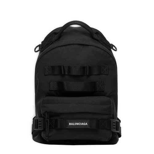 Balenciaga/巴黎世家 MULTIPOSITION ARMY系列 男士小号黑色可??回收尼龙拉链徽标贴片双肩背包6440312JM4I1000