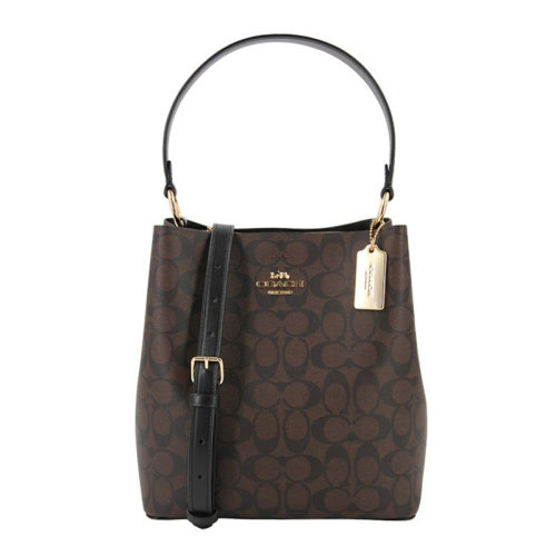 COACH/蔻驰 女士拼色PVC经典双C字母徽标印花装饰单肩包斜挎包手提包水桶包女包 F91512 多色可选