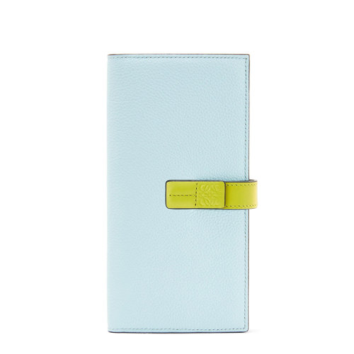 LOEWE/罗意威  女士大号水晶蓝色柠檬黄色柔软粒面小牛皮竖款钱包0010640134