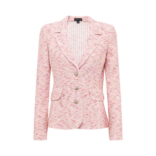 【21春夏新款】St. John/盛蔷 粉色小香风修身针织女士夹克K633Q01