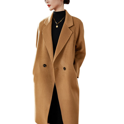 GeleiStory/GeleiStory 驼色双面呢羊绒羊毛大衣女2021年秋冬新款茧型宽松西装领毛呢外套女士大衣