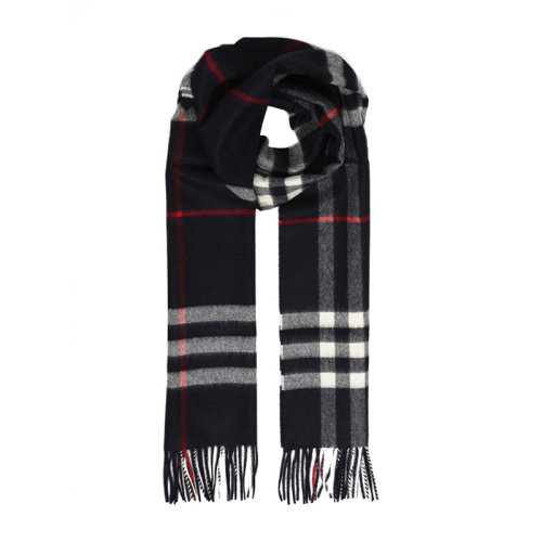 BURBERRY/博柏利 男女通用 中性经典Giant Icon海军蓝色格纹羊绒围巾围脖 3993734