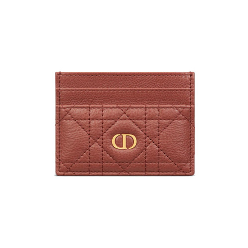 DIOR/迪奥 23新款 Caro系列 女士铁锈色小牛皮金色CD字母卡包S5130UWHC_M48M