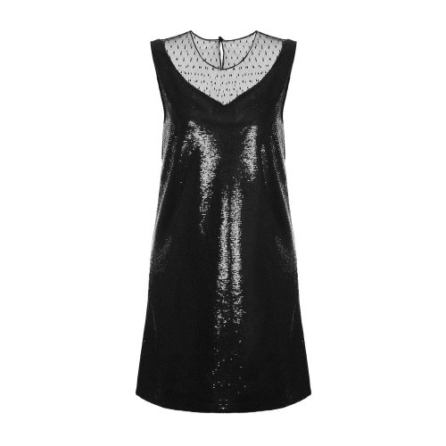 Emporio Armani/安普里奥阿玛尼 黑色 女士全亮片V领无袖连衣裙 1NA49R-19902-999(9.7陆续发货)