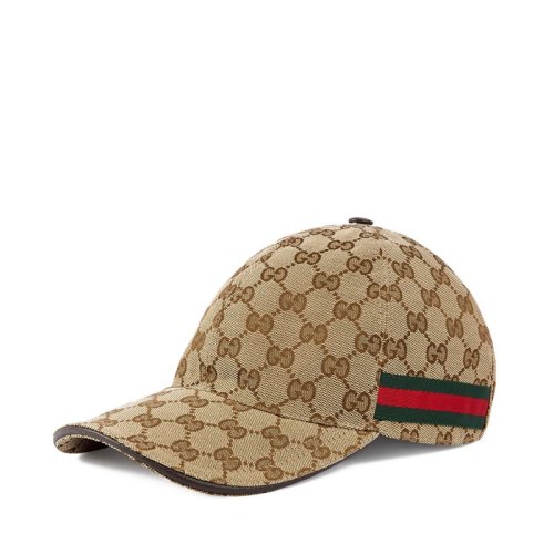 GUCCI/古驰 经典款 男士棕色条纹织带双G棒球帽200035KQWBG9791