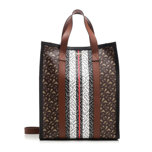 BURBERRY/博柏利 巴宝莉女包 女士棕色TB字母印花手提包 80242941