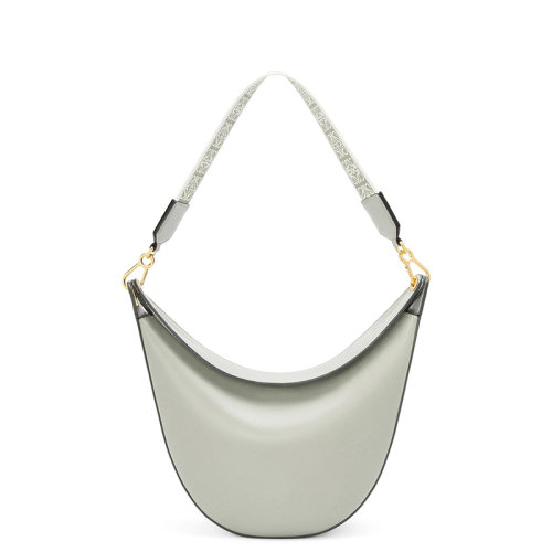 LOEWE/罗意威 22春夏新款LUNA系列 女士灰白色牛皮革压纹徽标金扣配可拆卸老花印花肩带单肩手提腋下新月hobo流浪包A923PL9X07-1760