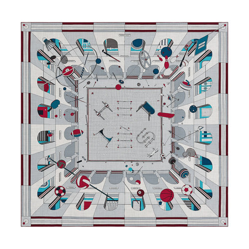 HERMES/爱马仕 22年早春新款 Carré H 140 Chic系列 男士拼色羊绒真丝混纺围巾H553774T05