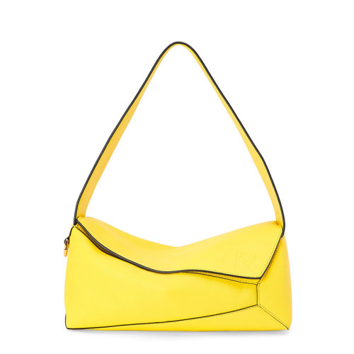 LOEWE/罗意威 22新款Puzzle Hobo系列 女士柠檬色纳帕小牛皮单肩手提腋下包流浪包A510J67X01-8240