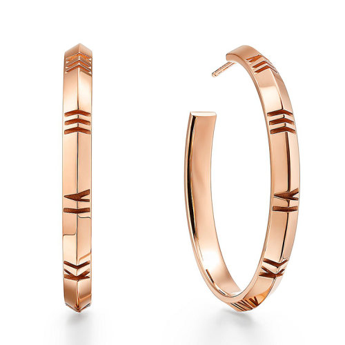 Tiffany & Co./蒂芙尼  Atlas X系列 大号18K金玫瑰金罗马数字耳环67786130