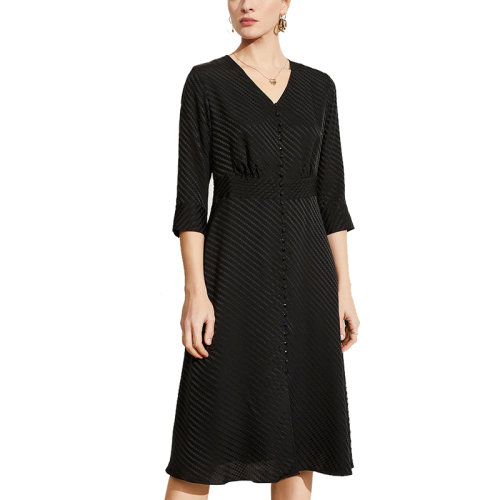 GeleiStory/GeleiStory 春夏新款中裙纯色裙高腰中袖丝绸裙子 女装>女士裙装>女士连衣裙