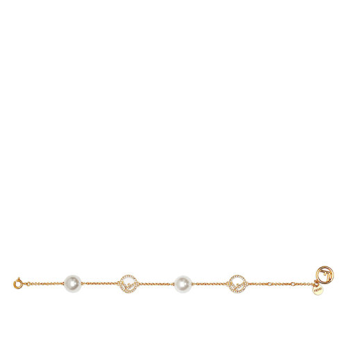 FENDI/芬迪  F IS FENDI系列 金色金属徽标牌珍珠和天然水晶细节手链8AG857A8SJF18A4