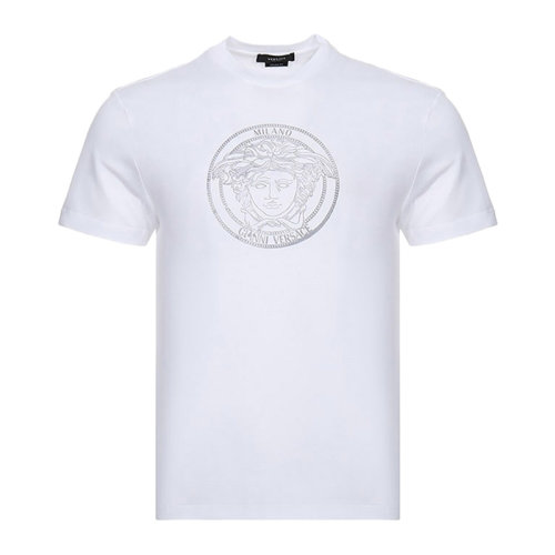 VERSACE 范思哲 男士 服装  圆领白色美杜莎印花图案棉质T恤 男士短袖T恤