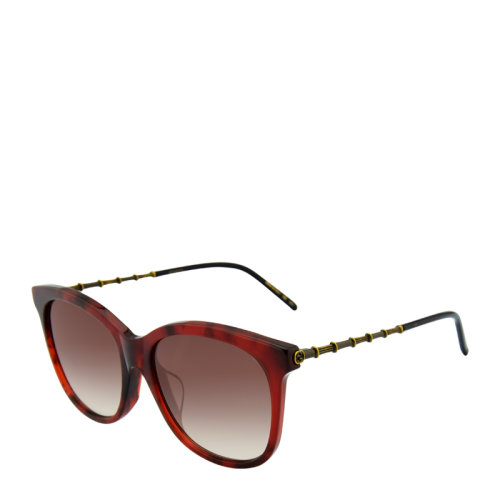 GUCCI/古驰 时尚 复古 方形 全框 竹节设计 镜腿 女士 太阳镜 黑色 红色 渐变色镜片 墨镜 眼镜 GG0655SA 56mm GUCCI 古驰