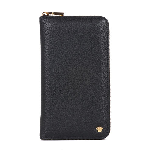 VERSACE/范思哲 男士 小金色美杜莎微标黑色长款卡包钱包 DP33597-DGOV2-D41OH