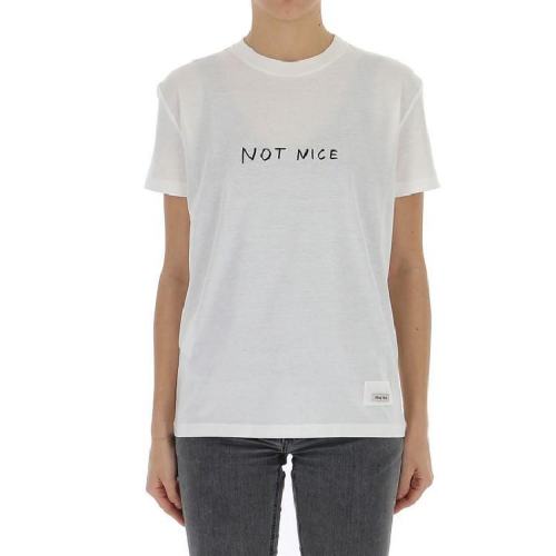  Miu Miu/缪缪 女士白色棉质短袖T恤 MJN0781T10F0009 PLFSX