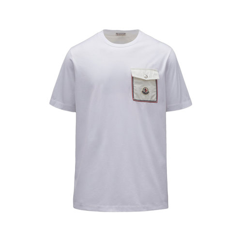 Moncler/蒙克莱 22年秋冬新款 男士光学白色纯棉饰口袋圆领短袖T恤H10918C000488390Y001