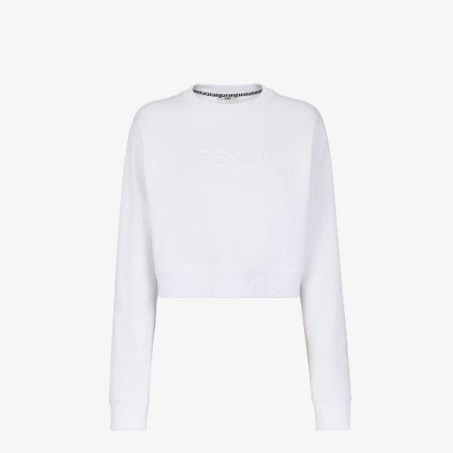  FENDI芬迪 22年秋冬 女士 长袖T恤 白色平纹布运动衫 FS7427AHLTF0ZNM