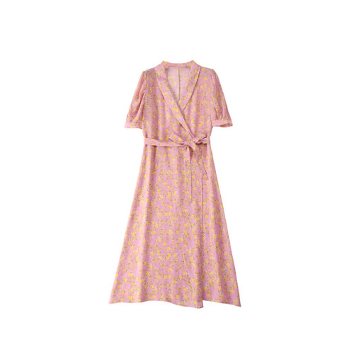 GeleiStory/GeleiStory 夏季女装高腰显瘦碎花裙子气质长裙法式真丝桑蚕丝连衣裙   女装＞女士裙装＞女士连衣裙