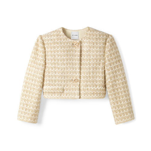 St.John/盛蔷女士夹克金色长袖短款针织外套K6230G3