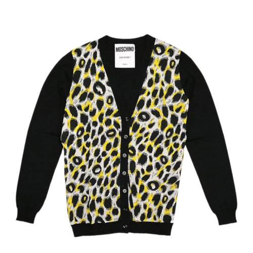 Moschino/莫斯奇诺  女装 服饰 豹纹羊毛系扣开衫 女士针织衫毛衣