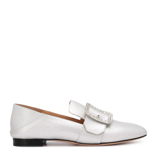 BALLY/巴利女士皮革水钻搭扣时尚金属感浅口一脚蹬懒人鞋平底鞋皮鞋休闲鞋乐福鞋女鞋62312多色可选