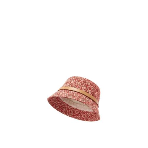  LOEWE罗意威 22年秋冬 女士 帽子 Anagram bucket hat in jacquard and calfskin K820HB1X07-7