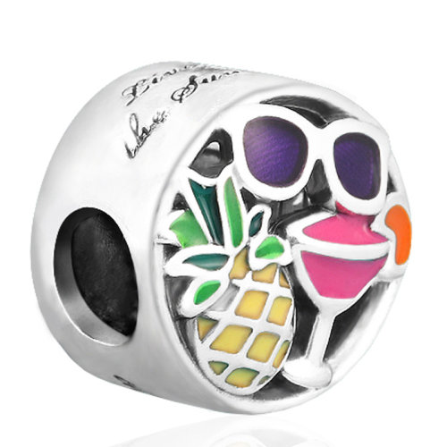 PANDORA/潘多拉 女士多色拼色925银镶珐琅夏日时光DIY手链珠子串饰串珠 792118ENMX