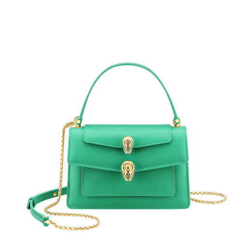 BVLGARI/宝格丽 ALEXANDER WANG X BVLGARI联名 女士绿色小号小牛皮翻盖双蛇头扣单肩斜挎包291888