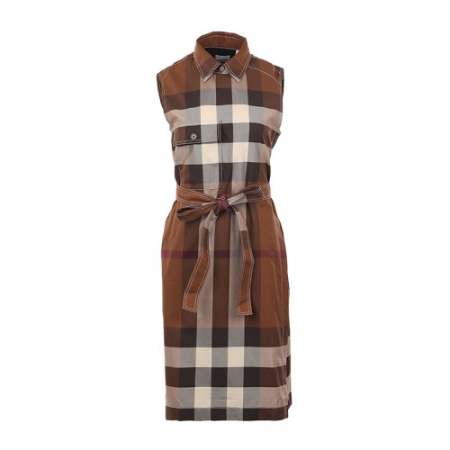 BURBERRY/博柏利22春夏格纹棉质衬衫式无袖女士连衣裙 8048731