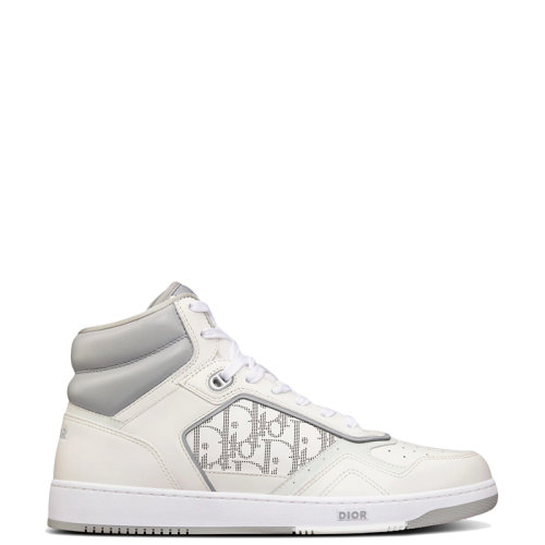 DIOR/迪奥 22年早春新款 B27系列 男士白色/灰色光滑牛皮革侧面银色老花印花高帮运动鞋3SH133ZIJ_H068