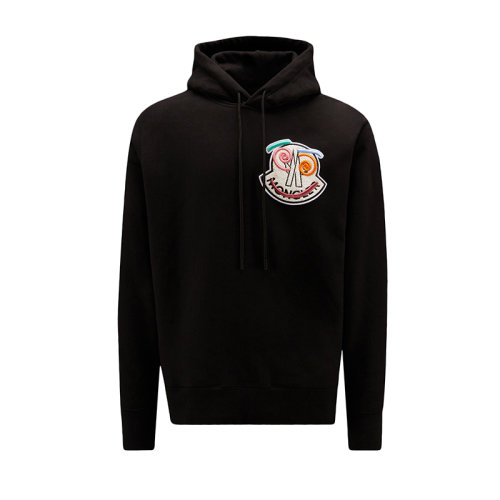 Moncler/蒙克莱 22年秋冬新款 1952系列 男士黑色纯棉徽标贴片连帽衫卫衣H20928G00006809KX999